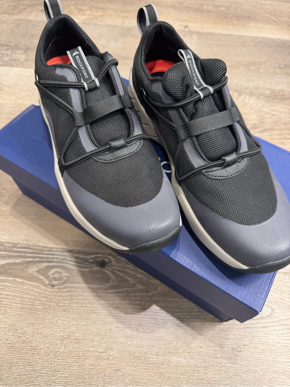 Rockport Men’s Black and Gray Slip-On Athletic Sneakers